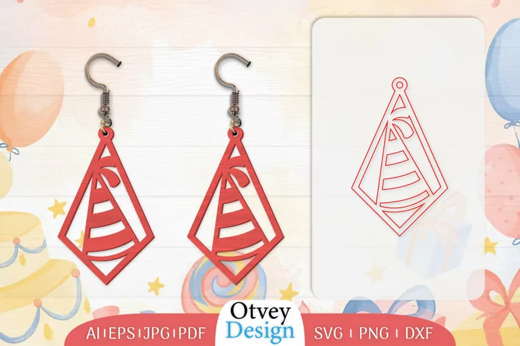 Earrings Valentine Lasercut, Earring Birthday Lasercut