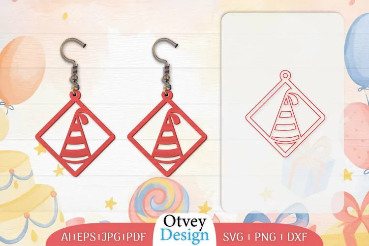 Earrings Valentine Lasercut, Earring Birthday Lasercut
