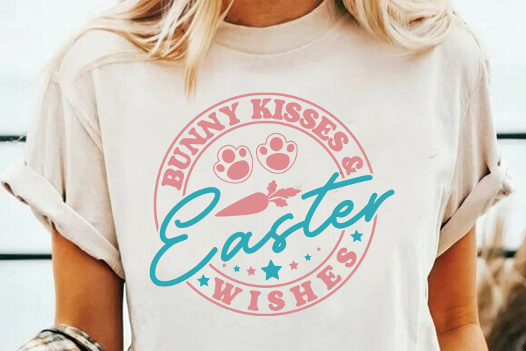 Bunny Kisses & Easter Wishes Quote | Easter T-Shirt Design