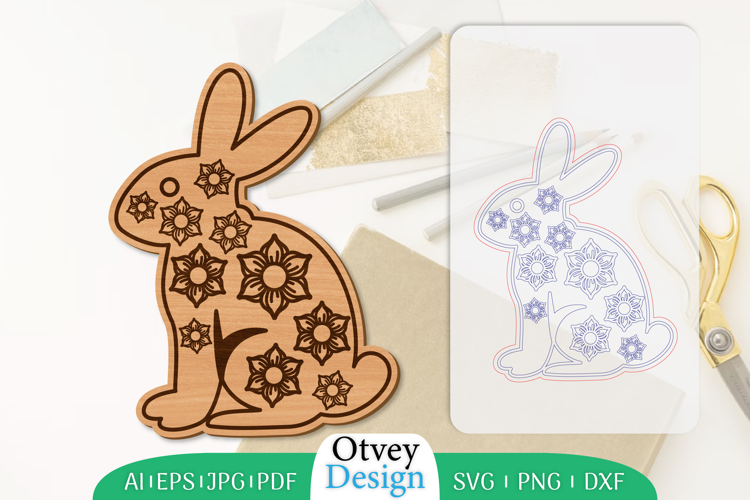 Bunny Flower Lasercut |Rabbit Lasercut File