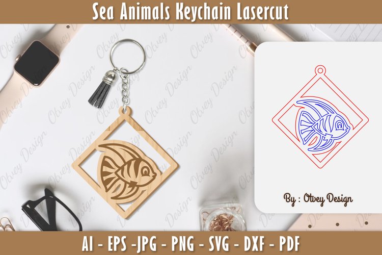 Keychain Sea Animals Lasercut SVG example image 1