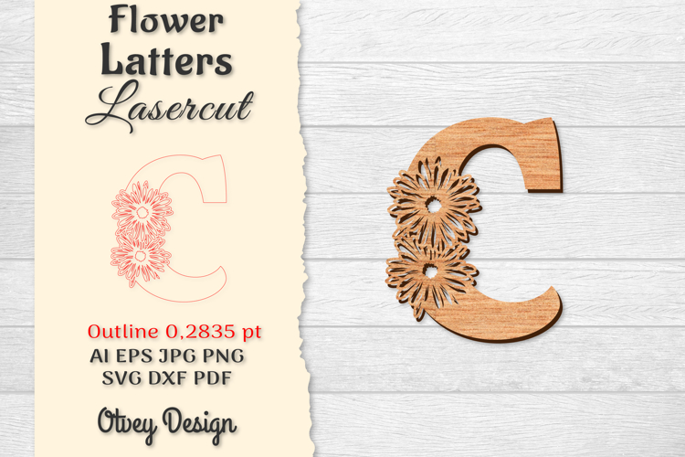 Flower Letters Alphabet Laser Cut File