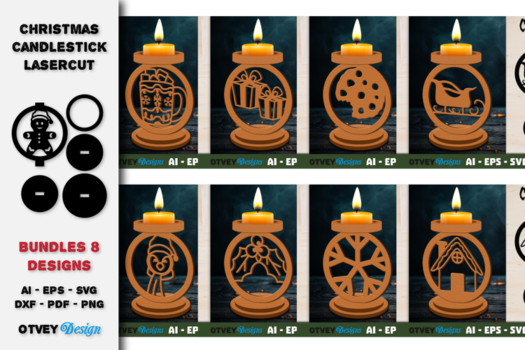 Christmas Candlestick Lasercut BUNDLES