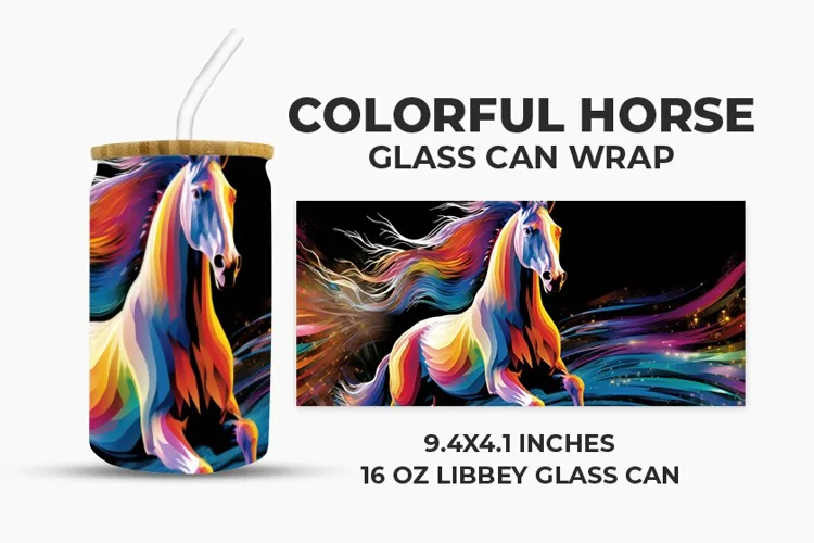 Colorful Horse Glass Can Wrap