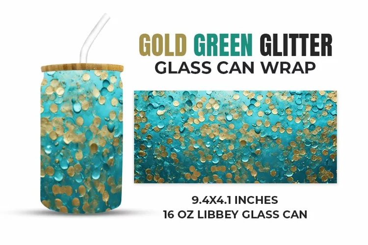 Gold Green Glass Can Wrap