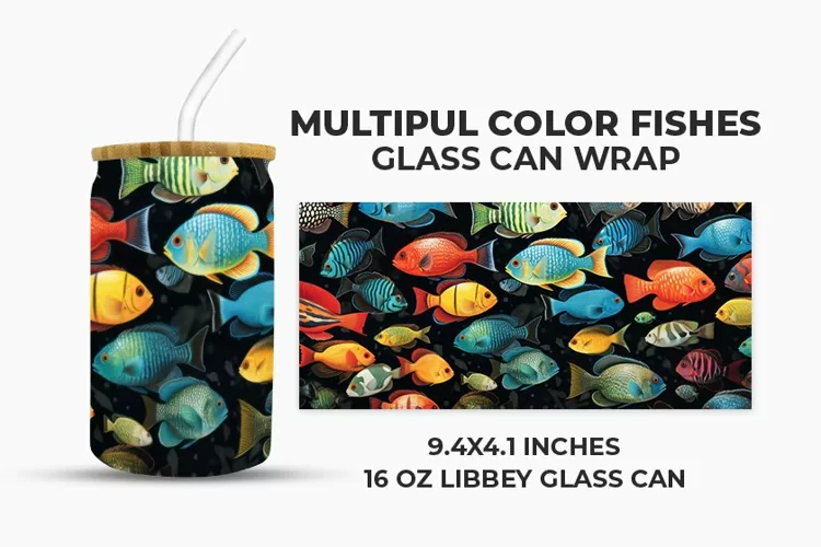 Multiple Color Fishes Glass Can Wrap
