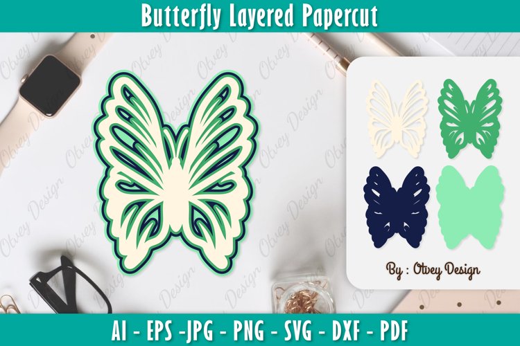 Butterfly Layered Papercut SVG example image 1