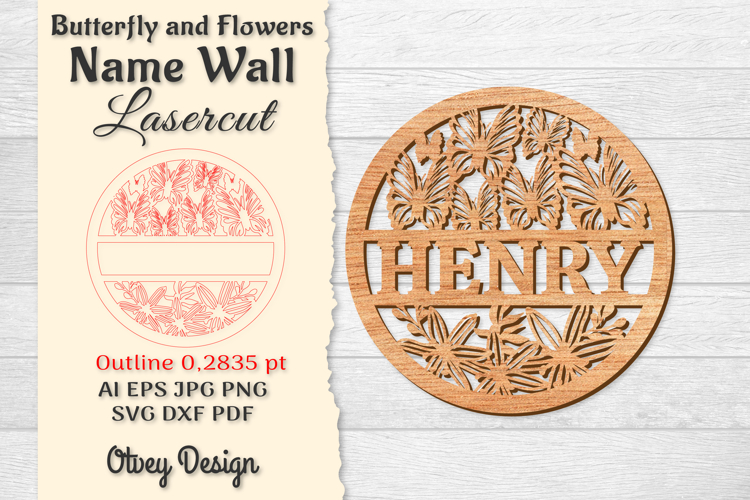 Flower 3DButterfly and Flowers Name Wall Art Sign