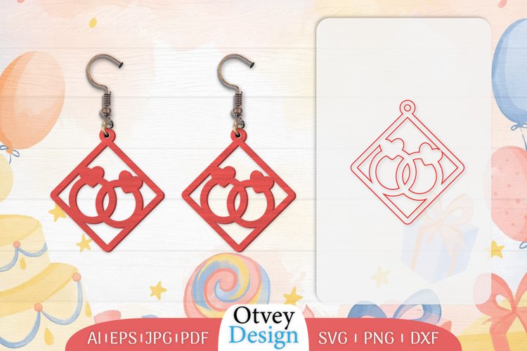 Earrings Valentine Lasercut, Earring Birthday Lasercut example image 1