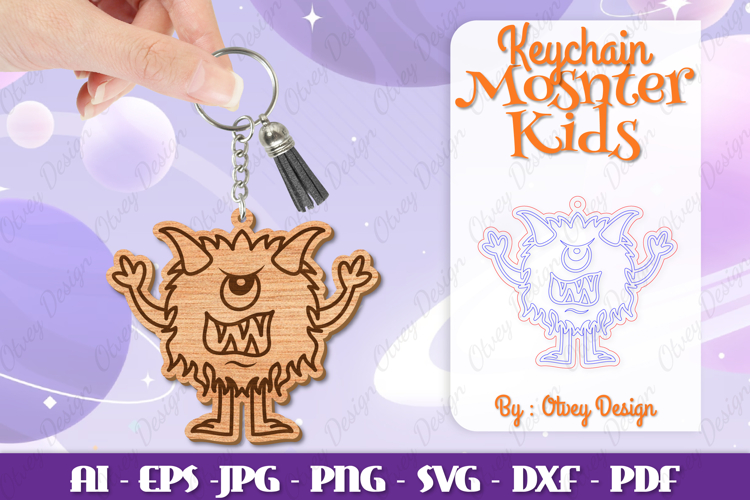 Monster Kids Keychain Lasercut