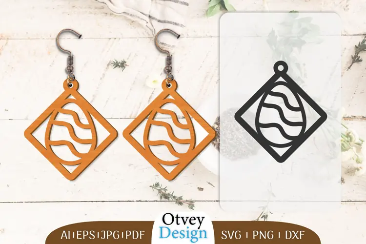 Happy Easter Egg Earrring Lasercut