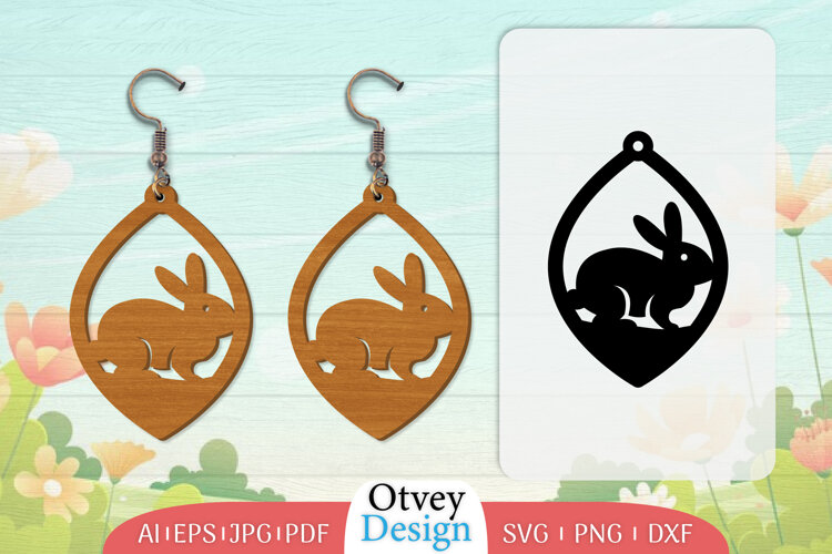 Earring Rabbit Lasercut | Happy Easter Lasercut example image 1