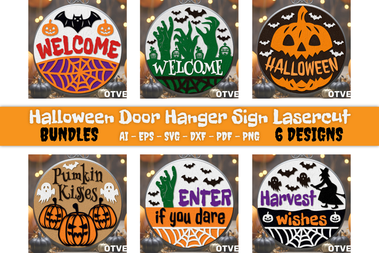 Halloween Door Hanger Sign Welcome Lasercut BUNDLES