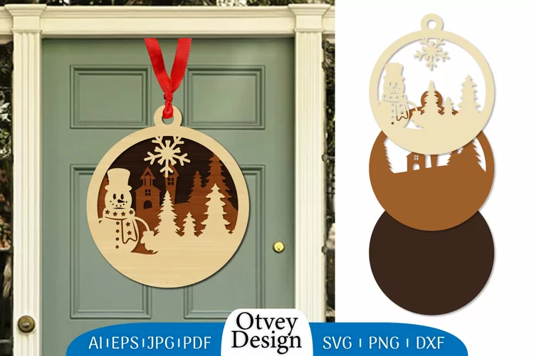 Christmas Snowman Ornament Lasercut