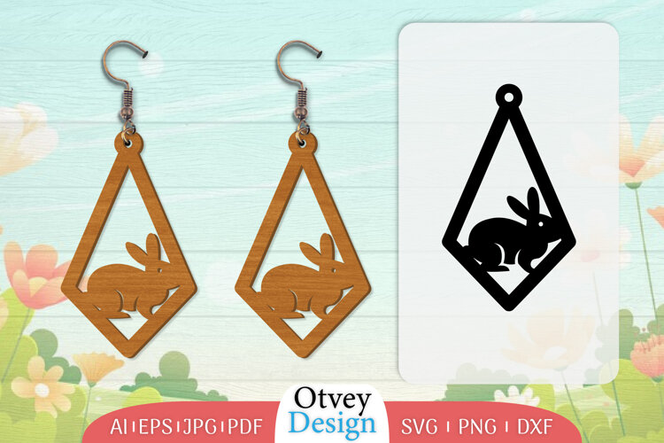 Earring Rabbit Lasercut | Happy Easter Lasercut example image 1