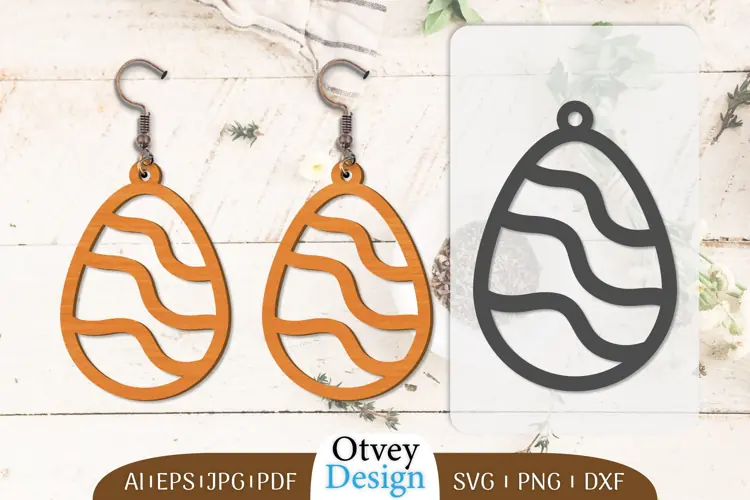 Happy Easter Egg Earrring Lasercut