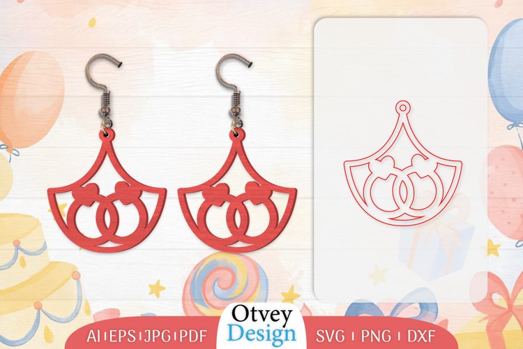 Earrings Valentine Lasercut, Earring Birthday Lasercut