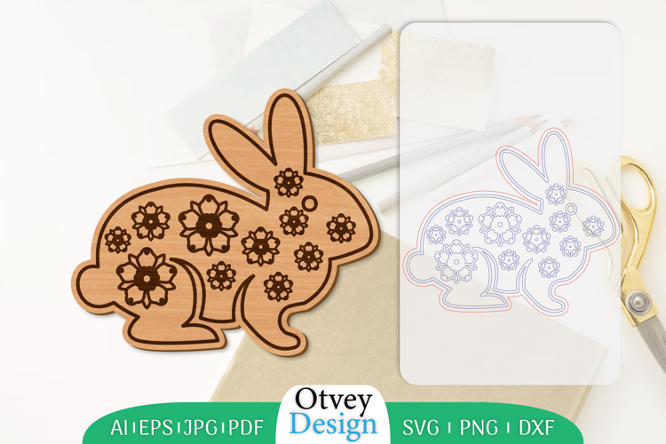 Bunny Flower Lasercut |Rabbit Lasercut File