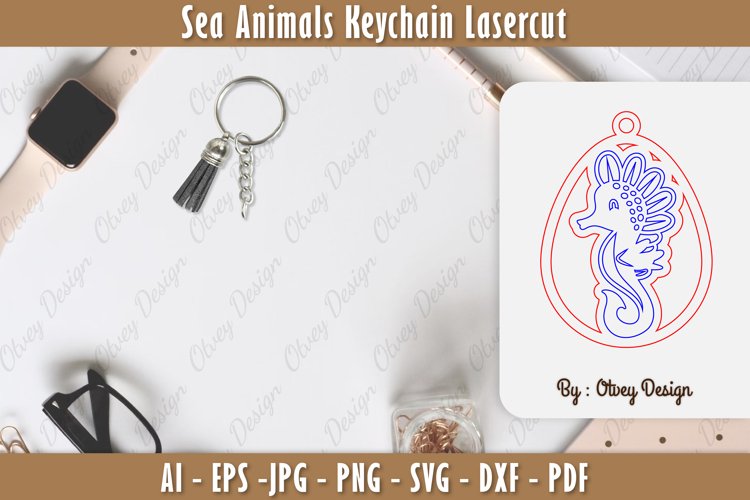 Keychain Sea Animals Lasercut SVG example image 1