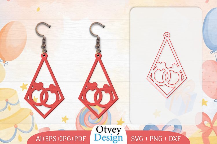 Earrings Valentine Lasercut, Earring Birthday Lasercut example image 1