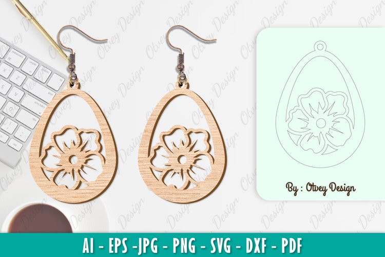Flowers Earrings Laser Cut example image 1