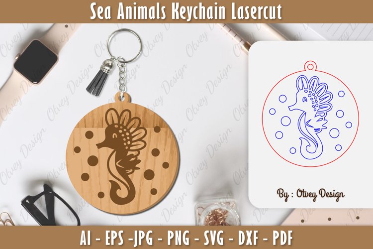 Keychain Sea Animals Lasercut SVG example image 1