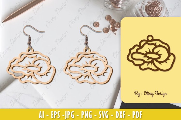 Flowers Earrings Laser Cut
