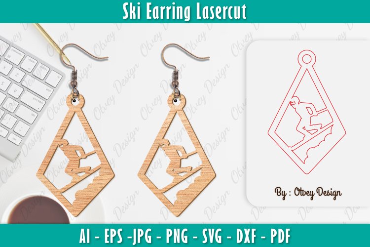 Ski Scene Earrings Lasercut