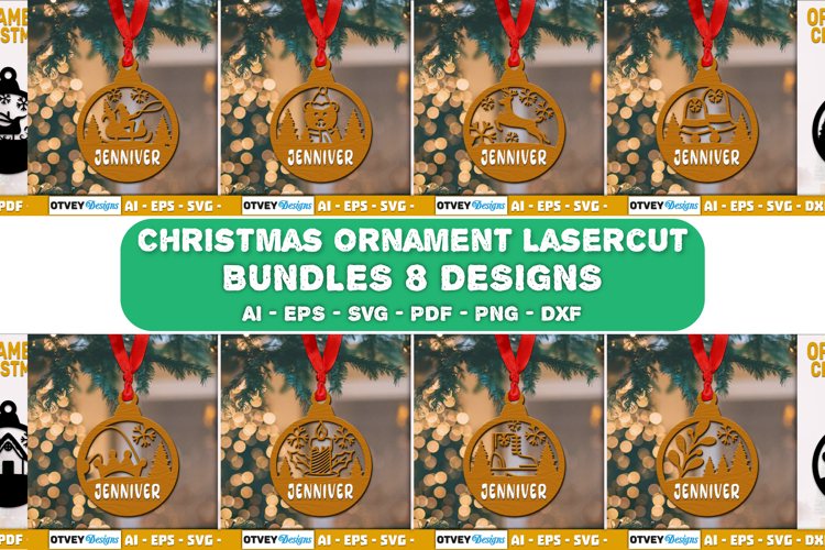 Christmas Ornaments SVG Layered Lasercut BUNDLES 8 DESIGNS