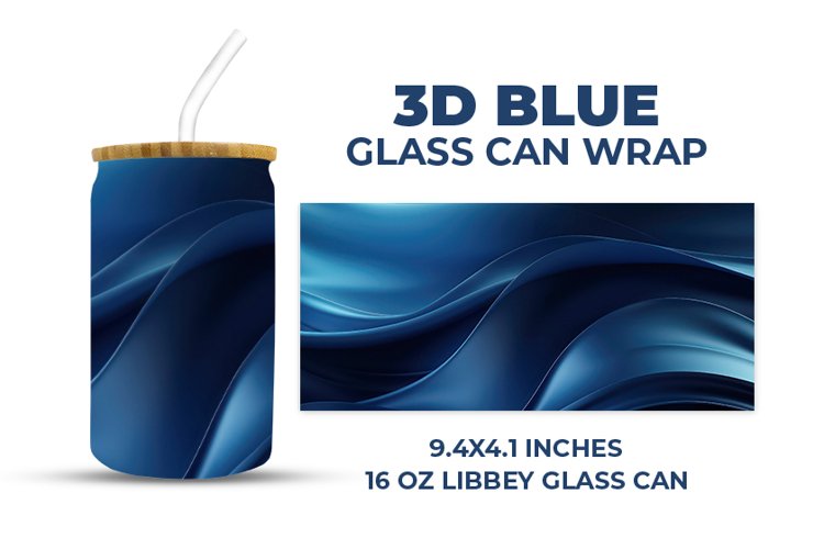 3D Blue Glass Can Wrap example image 1