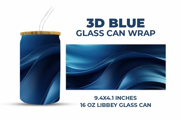 3D Blue Glass Can Wrap