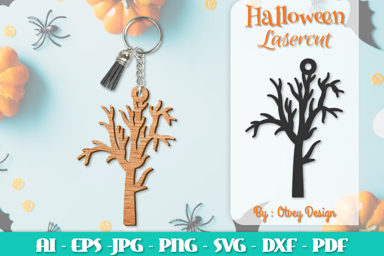 Halloween Keychain Lasercut | Halloween Jewelry Template