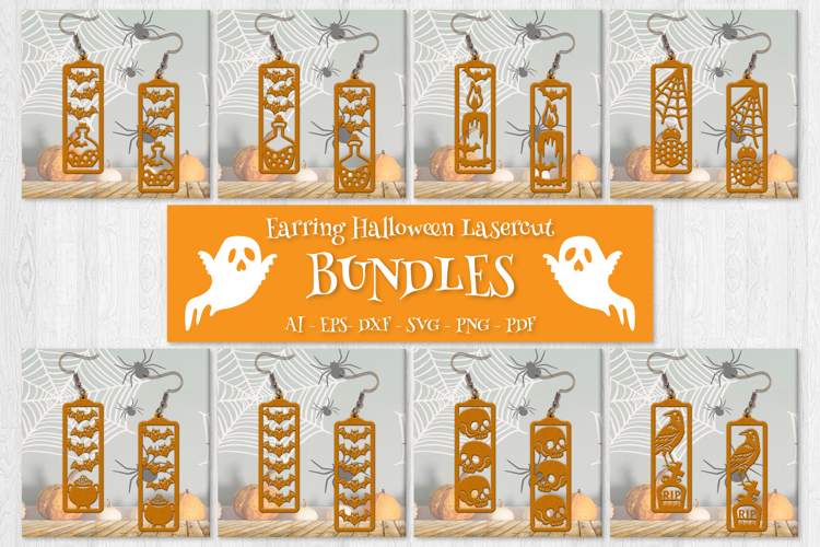 Halloween Earrings Lasercut | Halloween Jewelry Template