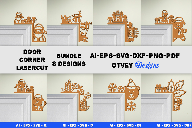 Christmas Door Corner Decoration Lasercut File SVG BUNDLES