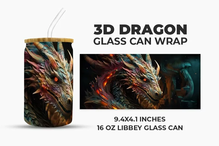 3D Dragon Glass Can Wrap