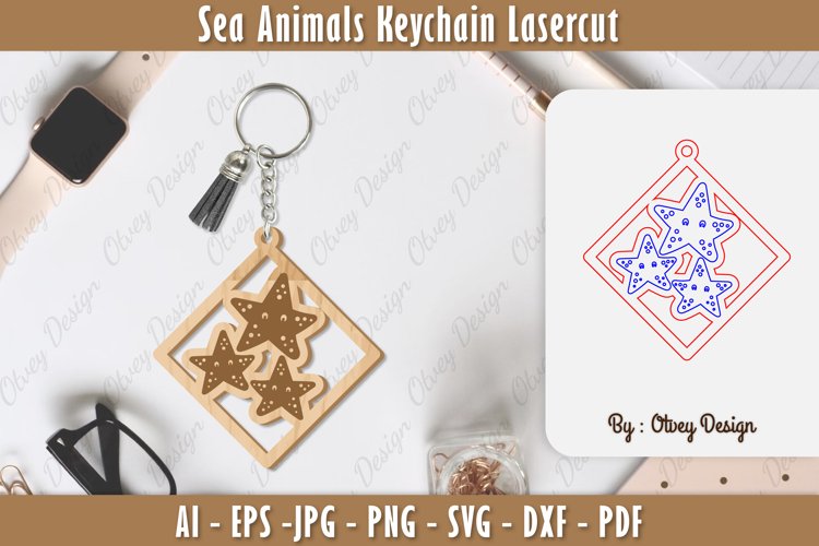 Keychain Sea Animals Lasercut SVG example image 1