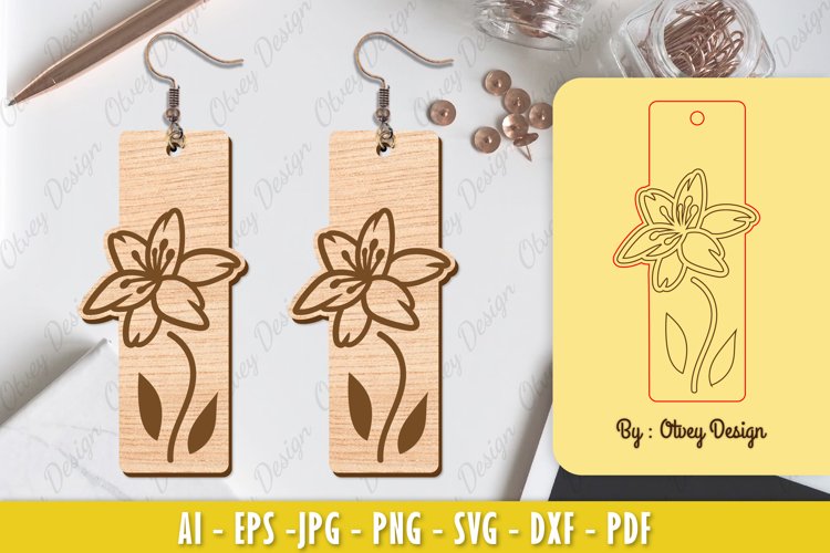 Flowers Earrings Laser Cut example image 1