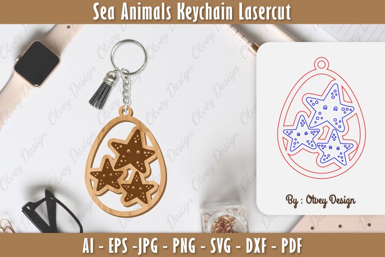 Keychain Sea Animals Lasercut SVG