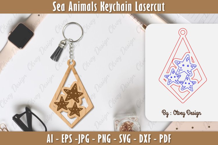 Keychain Sea Animals Lasercut SVG example image 1