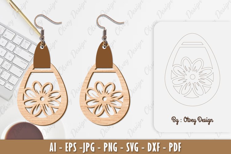 Flowers Earrings Laser Cut example image 1