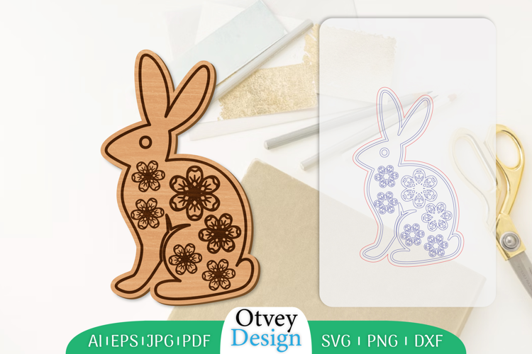 Bunny Flower Lasercut |Rabbit Lasercut File