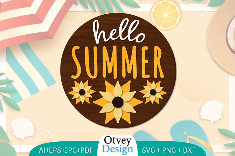 Summer Welcome Sign Lasercut | Summer Round Door Hanger