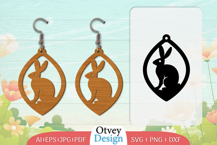 Earring Rabbit Lasercut | Happy Easter Lasercut example image 1