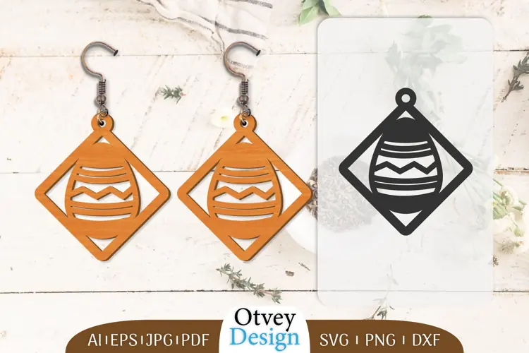 Happy Easter Egg Earrring Lasercut