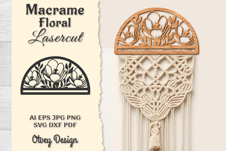 Macrame Frame Floral Lasercut example image 1