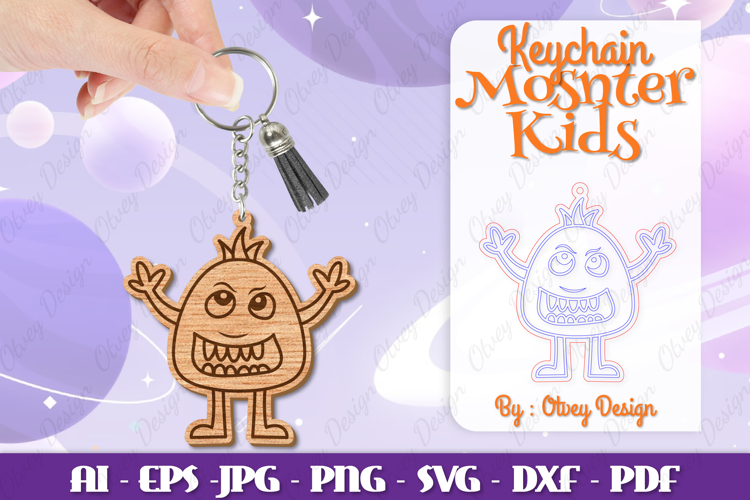 Monster Kids Keychain Lasercut