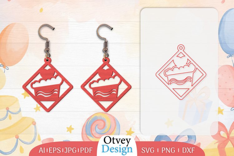 Earrings Valentine Lasercut, Earring Birthday Lasercut