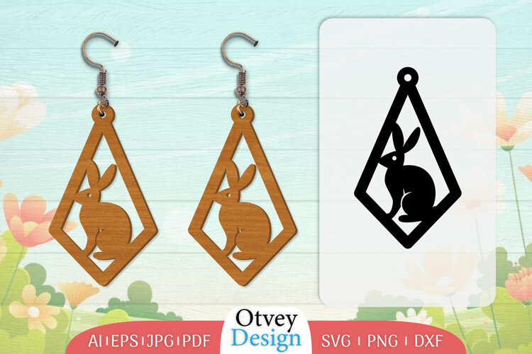 Earring Rabbit Lasercut | Happy Easter Lasercut example image 1