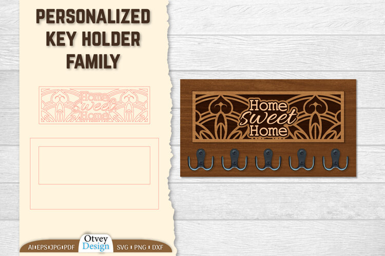 Personalized Key Holder lasercut example image 1