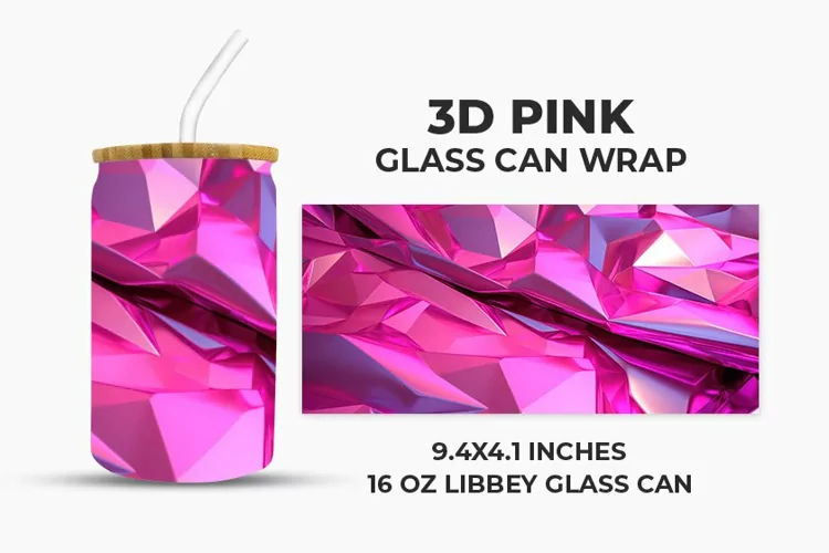 3d pink Glass Can Wrap